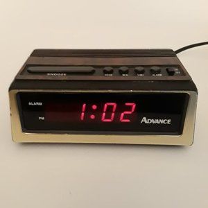 ADVANCE BASIC DIGITAL ALARM CLOCK - RED DISPLAY - GROOVY FAKE WOOD-LIKE FINISH